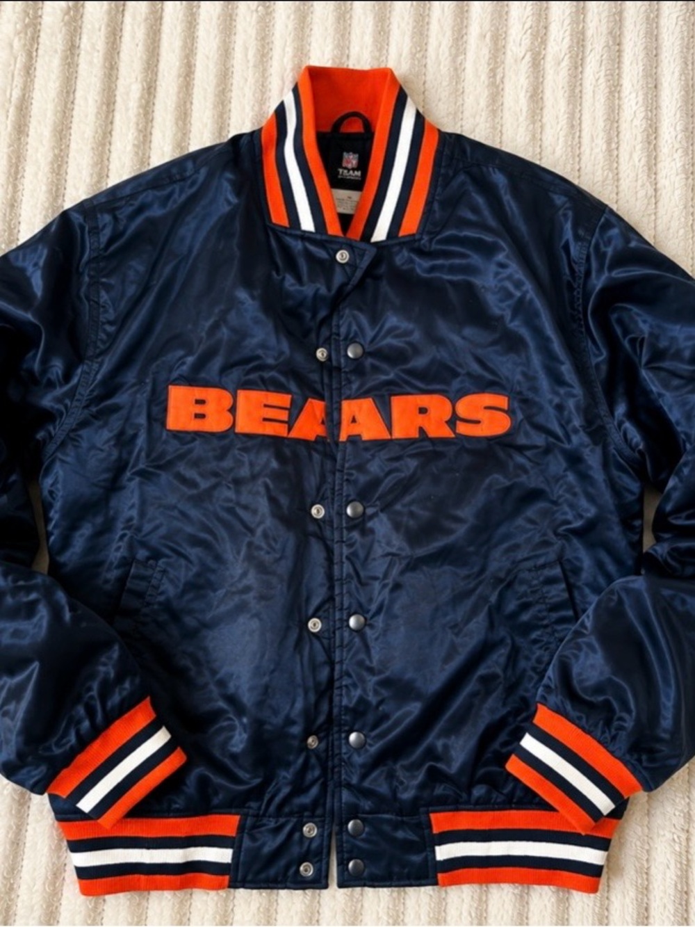 Chicago Bears Navy & Orange Satin Snap Jacket